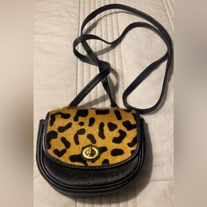 Coach leopard print saddle pouch
